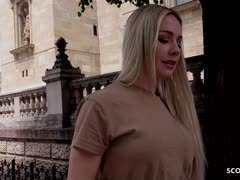 deutsche-pornos grosse-titten-pornos blondinen-pornos dicke brüste, blondes girl, doggystyle, strümpfe, cowgirl, spermaladung, taschengeld